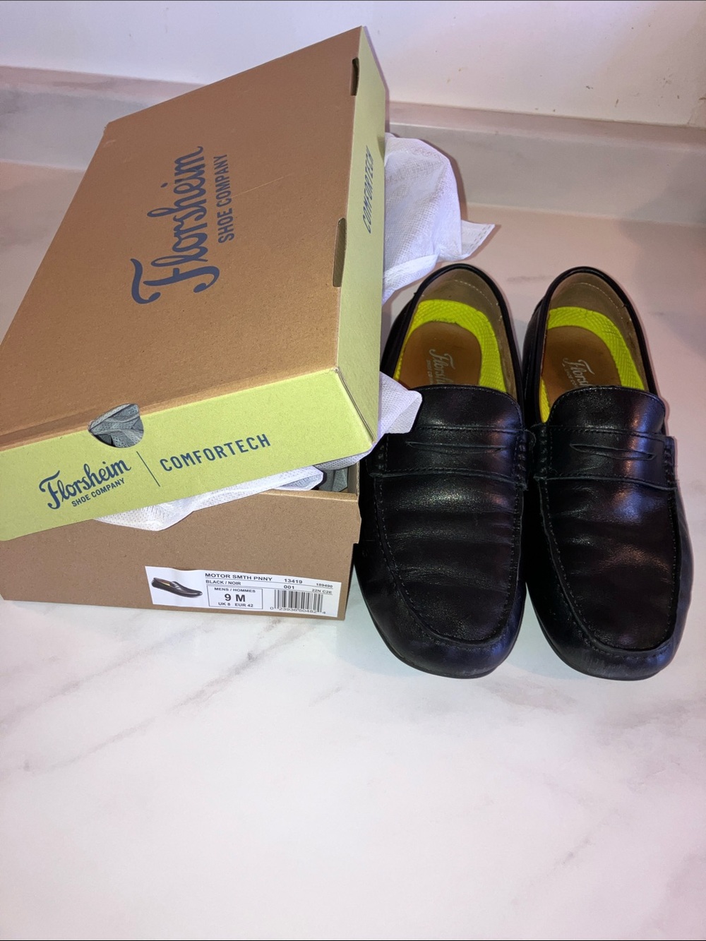 Florsheim Motor Smith Black Leather Men's Slip-On Loafers - Men’s US 9 - Picture 7 of 9